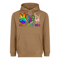 Toasted Coconut peace love rock Heavyweight Hoodie - Zillion Design Studio