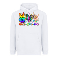 White peace love rock Heavyweight Hoodie - Zillion Design Studio