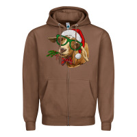 Chestnut Christmas Glasses Goat Zipper Hoodie - RanaPortraitStore