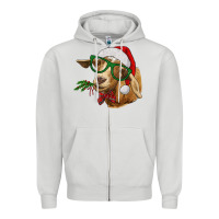 Dove Grey Christmas Glasses Goat Zipper Hoodie - RanaPortraitStore