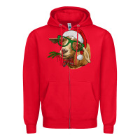 Red Christmas Glasses Goat Zipper Hoodie - RanaPortraitStore
