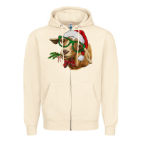 Sandshell Christmas Glasses Goat Zipper Hoodie - RanaPortraitStore