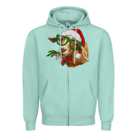 Seafoam Christmas Glasses Goat Zipper Hoodie - RanaPortraitStore