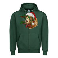 Sports Green Christmas Glasses Goat Zipper Hoodie - RanaPortraitStore