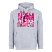 Heather Grey My Mom Is a Fighter with Ribbon Heavyweight Hoodie - texasbilliewilder