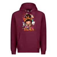Burgundy art teacher messy bun Premium Hoodie - NancyCooperArtShop