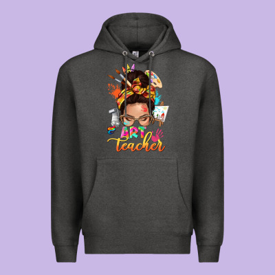 Art Teacher Messy Bun Premium Hoodie Designed By Nancycooperartshop