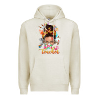 Oatmeal Heather art teacher messy bun Premium Hoodie - NancyCooperArtShop