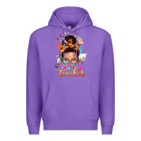 Purple art teacher messy bun Premium Hoodie - NancyCooperArtShop