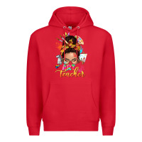 Red art teacher messy bun Premium Hoodie - NancyCooperArtShop