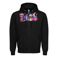 Black nail hustler coffee cups Zipper Hoodie - texasbilliewilder