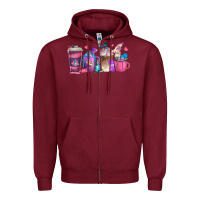 Burgundy nail hustler coffee cups Zipper Hoodie - texasbilliewilder