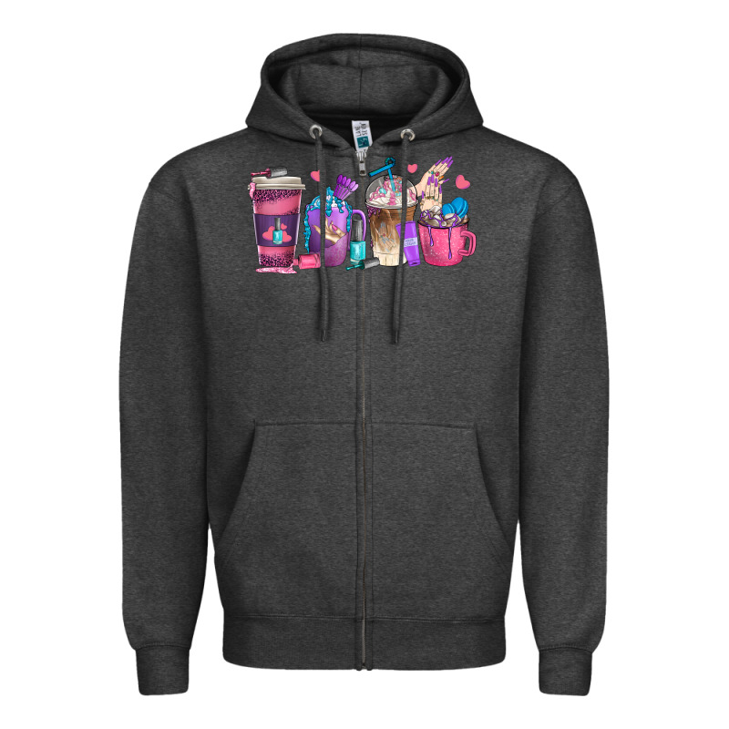 Nail Hustler Coffee Cups Zipper Hoodie by texasbilliewilder | Teevron