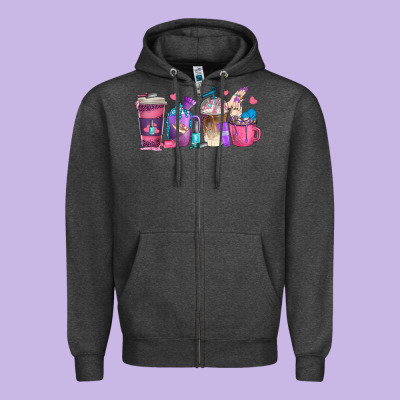 Zipper Hoodie nail hustler coffee cups