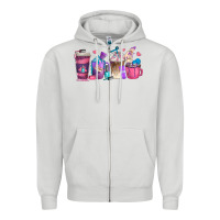 Dove Grey nail hustler coffee cups Zipper Hoodie - texasbilliewilder