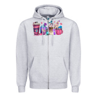 Heather Grey nail hustler coffee cups Zipper Hoodie - texasbilliewilder
