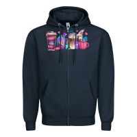 Navy nail hustler coffee cups Zipper Hoodie - texasbilliewilder