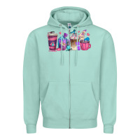 Seafoam nail hustler coffee cups Zipper Hoodie - texasbilliewilder