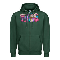 Sports Green nail hustler coffee cups Zipper Hoodie - texasbilliewilder