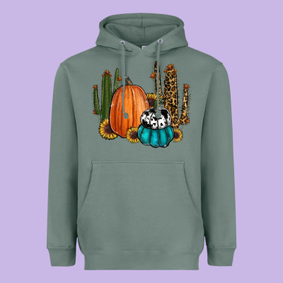 Sunflower Cactus Pumpkin Fall Heavyweight Hoodie Designed By Ranaportraitstore