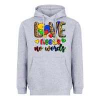Heather Grey love needs no words Heavyweight Hoodie - Zillion Design Studio