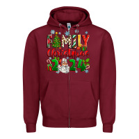 Burgundy family christmas 2024 Zipper Hoodie - Zillion Design Studio