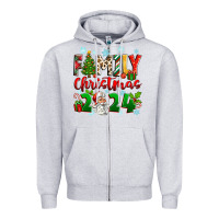 Heather Grey family christmas 2024 Zipper Hoodie - Zillion Design Studio