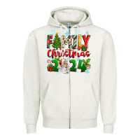 Oatmeal Heather family christmas 2024 Zipper Hoodie - Zillion Design Studio