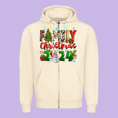 Family Christmas 2024 Zipper Hoodie Designed By Zillion Design Studio