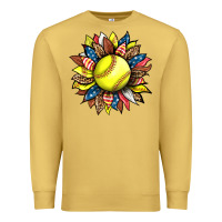 Antique Gold softball sunflower Premium Sweatshirt - HRA Design Shop