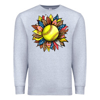 Heather Grey softball sunflower Premium Sweatshirt - HRA Design Shop