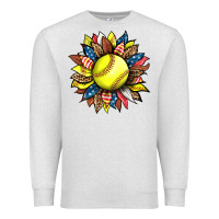 Oatmeal Heather softball sunflower Premium Sweatshirt - HRA Design Shop