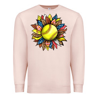 Pale Pink softball sunflower Premium Sweatshirt - HRA Design Shop