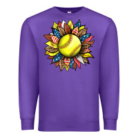 Purple softball sunflower Premium Sweatshirt - HRA Design Shop