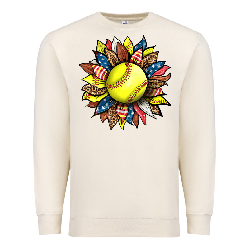 Softball Sunflower Premium Sweatshirt by HRA Design Shop | Teevron