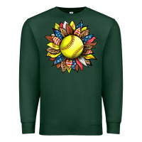 Sports Green softball sunflower Premium Sweatshirt - HRA Design Shop