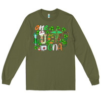 Army Green st.patricks one lucky cna  nurse Long Sleeve Tee - BarkalooDesign
