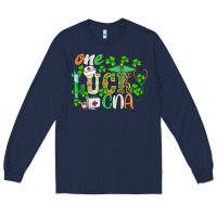 Navy st.patricks one lucky cna  nurse Long Sleeve Tee - BarkalooDesign
