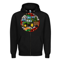 Black Christmas Farm Tractor Zipper Hoodie - RanaPortraitStore