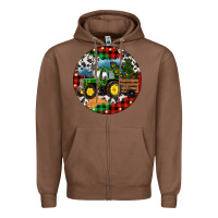 Chestnut Christmas Farm Tractor Zipper Hoodie - RanaPortraitStore