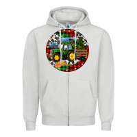 Dove Grey Christmas Farm Tractor Zipper Hoodie - RanaPortraitStore