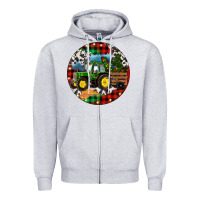 Christmas Farm Tractor Zipper Hoodie | Teevron