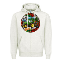 Oatmeal Heather Christmas Farm Tractor Zipper Hoodie - RanaPortraitStore