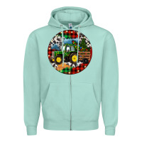 Seafoam Christmas Farm Tractor Zipper Hoodie - RanaPortraitStore