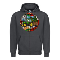 Smoke Christmas Farm Tractor Zipper Hoodie - RanaPortraitStore
