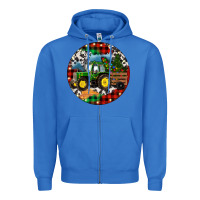 True Royal Christmas Farm Tractor Zipper Hoodie - RanaPortraitStore