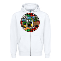 White Christmas Farm Tractor Zipper Hoodie - RanaPortraitStore