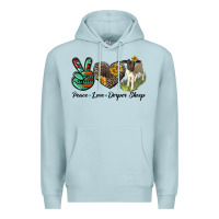 Blue Mist Peace Love Dorper Sheep Premium Hoodie - LillyAllenDesigns