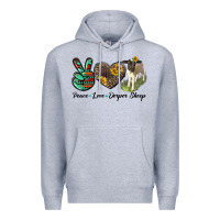 Heather Grey Peace Love Dorper Sheep Premium Hoodie - LillyAllenDesigns