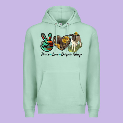 Peace Love Dorper Sheep Premium Hoodie Designed By Lillyallendesigns